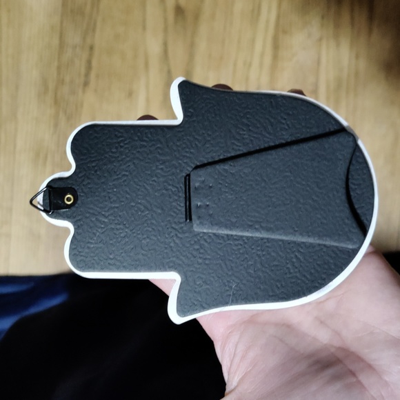 Hamsa Hand porcelain pink and blue 4 inches across and 5.75 long - Picture 4 of 5